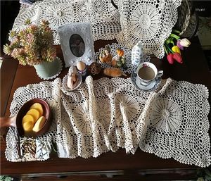 Table Mats 2023 American Country Handmade Crochet Runner Placemat Sofa And Towel Mat Bedroom Living Room Decoration