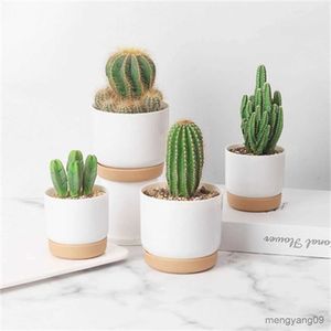 Planters Pots Self Watering Flowerpot Automatic Water Absorption Round Double-layer Succulent Planter Pot Cactus Small Green Plant Flowerpot R230621