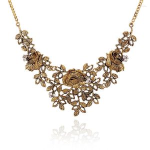 Anhänger-Halsketten Anhänger-Halsketten Bronzereiche Blumen-Choker-Halskette Damenmode-Schmuck Luxus-Lätzchen-Maxi-Statement-Quasten-Kragen-Designer-Halskette-Choker-Juwel