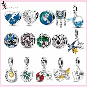 För Pandora Charm 925 Silver Beads Charms 25 Armband Pendant Round Flower Charms Set Pendant