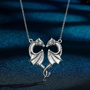 Ketten JAYCOSIN Neo Gothic Paar Halskette Weiß Schwarz Drachenflügel Herz Anhänger Romantische Mode Accessoires Valentinstag