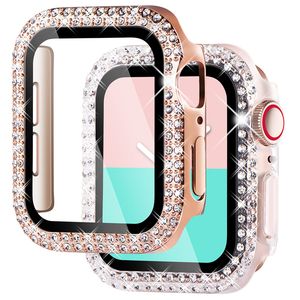 Diamond Cover For Apple watch Case 45mm 41mm 44mm 40mm 42mm 38mm Tempered Glass Bumper Screen Protector iWatch series 7 SE 6 8 5 with Retail Box