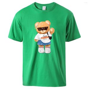 メンズTシャツは、活力のある男性TシャツソフトコットンTシャツで満たされた若いクマの女の子です