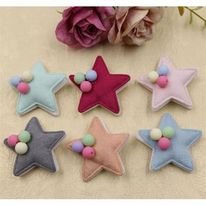 Presilhas de cabelo por atacado 40 pçs de desenho animado bonito tecido estrelas botão remendo com bolas redondas decoração kawaii meninas jóias laço centro ornamento faça você mesmo