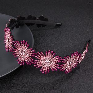 Hair Clips Sweet Cute Sun Flower Head Wear Luxury Headband For Women Rhinestone Non-slip Border Girl Hairpin Fancy Accessories Gift