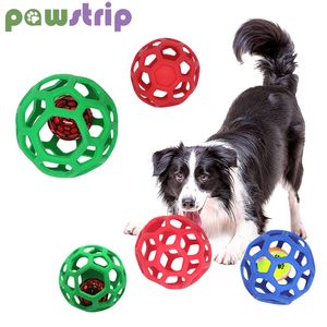 Dog Hollow Ball Toy Rubber Tug Toys For Dogs Cleaning Teeth Molar Bite Resistant Toy With Bell Puppy Training Game Pet Supplies