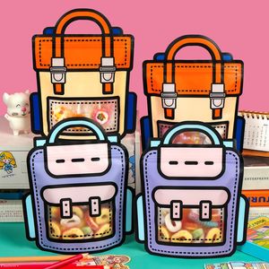 Candy Snack Packaging Borse a chiusura lampo Tote Maniglia con finestra Simpatici cartoni animati per bambini in plastica sigillata Borsa per alimenti Gfit