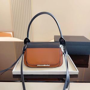 Cowhide patent leather double layer crossbody bag designer color matching fashion atmospheric hardware lock travel essential single product