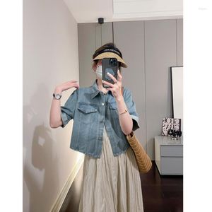 Kvinnorjackor Summer Woman Denim Coat Crop For Women Ytterkläder Kvinnors jeans Trend 2023 i Ytterkläder Korta rockar Top