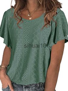 Blusas Femininas Camisas Blusas Sólidas de Verão Para Mulheres 2023 Moda O Neck Elegante Escritório Senhoras Camisa Casual Blusa de Manga Curta Tops J230621