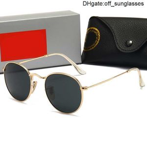 Classic Brand Designer Sunglasses For Woman And Man Ray Metal Gold Frame Round mirror Sun Glasses Ban Unisex Mens Womens Travel driving Shades With Box RKK4