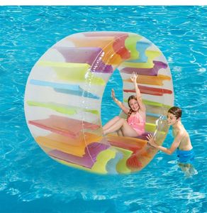 Sand Play Water Fun Outdoor Thicken PVC Uppblåsbar poolrulle float Crawling Colorful Giant Water Wheel Rainbow Roll Ball Toy For Kid Adults Grass 230621