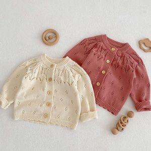 Jackor Baby Girls Cardigan Spring Boys tröja Fashion Hollow Sticked Jack -kappa Autumn Sweaters