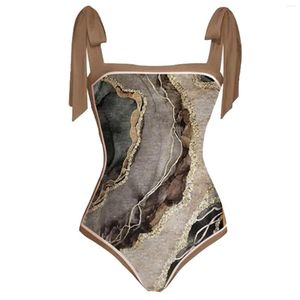 Costumi da bagno da donna Donna 1 pezzo Costume da bagno con stampa vintage Monokini Bikini Body per Biquinis Costume da bagno femminile Imbottito senza schienale