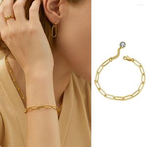 Link Armbänder Armband Für Frauen Mode Einfache Gold Farbe Edelstahl Büroklammer Kette Auf Hand Frauen Armreif Schmuck Geschenke