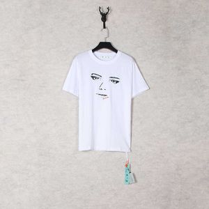 Designer luxury OFF W T-shirt super high quality short sleeve off sketch eyes oil painting letters LARGE T-SHIRT Unisex