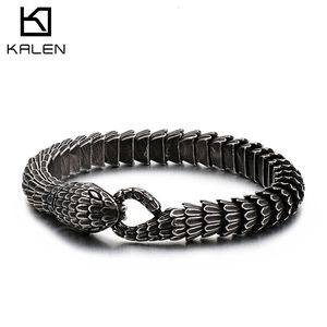 Bangle Kalen Viper Bracelet Snake Head Charm Bracelets Men Women Stainless Steel Jewellry Blessing Punk Animal Bangle 230620