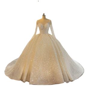 Brilhante brilhante vestido de baile vestido de noiva tule tule cristal lantejoulas vestido de noiva Sweep Train jardim vestidos de casamento de luxo transparente decote com cadarço