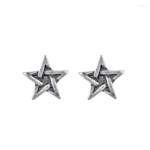 Stud Earrings Solid 925 Silver Five-pointed Star Earring Studs Vintage Antique Color