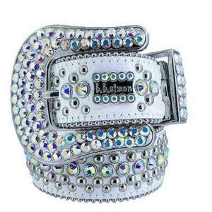 2023 BELT Fashion Tidal Current Designer för män Kvinnor Shiny Diamond Belt White 0000258W51KE