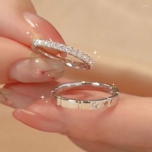 Cluster Rings Slim Moissanite Couple Ring Diamond S925 Sterling Silver Lovers' Romantic Wedding Fine Jewelry Drop