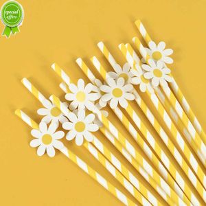 New 10 20 30pcs Daisy Flower Paper Straws Disposable Drinking Straw for Daisy Birthday Party Wedding Decoration Supplies Baby Shower