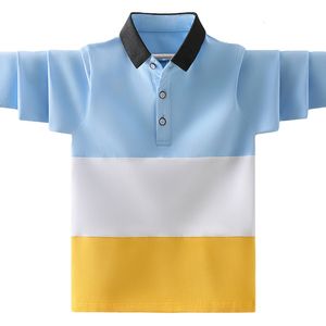 Kids Shirts Boys School Uniform Polo Shirt Fashion Splicing Design Kids Casual Long Sleeve Tops For Childrens 4-15 Years Wear 230620