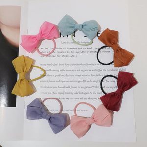 Hair Accessories 10Sets Solid Color Grosgrain Bow Ponytail Holder Bowknot Elastic Bands Fashion Princess Headwear Boutique
