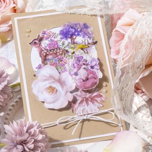 Presentförpackning 2 datorer Växtmaterial Blomma Collage Landscape Transfer Decoration Stickers Diy Scrapbooking Bakgrund Handgjorda tidskrifter