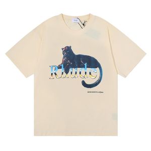 24SS RHUDE Tシャツデザイナーファッション衣料ティーヒップホップパラキートロングテールオウムプリントハイストリートカジュアル用途半袖TシャツメンズレディースストリートウェアZX