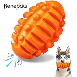 Benepaw Squeaky Dog Toys For Aggressive Chewers Indestructible Durable Natural Rubber Chew Puppy Toys Interactive Pet Teething