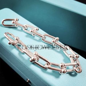 Original brand High quality 925 Sterling Silver TFF Tongyao Same Style Chain Bracelet Womens Grade Thick Small Design Handicraft Couple With logo