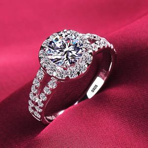 Kimlik Bilgileri ile Alyans Asla Beyaz Altın Renk Tibet Gümüş Yüzük Solitaire 2.0ct Zirkonia Diamand Band Kadın Mücevherleri