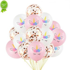 Nuovo 1 set Palloncini per feste di unicorno Compleanno Baloon Decorazione di unicorno Palloncino di coriandoli in lattice Decorazione per feste di compleanno Palloncini per bambini