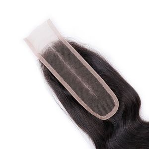 Malaysiska mänskliga hår spetsstängning två med sex 2x6 remy toppstängningar kroppsvåg naturlig färg 8-20 tum