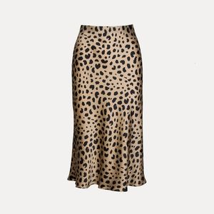 Skirts Klacwaya Leopard Girls Silk Pencil Skirts Women Fashion High Waist Slim Skirt Ladies Chic Animal Print Mermaid Jupe femme 230621