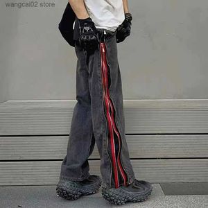 Men's Pants Frog drift Streetwear Y2K Hip Hop Gothic Splice Street Loose Casual Black Denim Trousers Long Pants Jeans for Men T230621