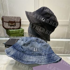 Utomhus Denim Fisherman Hats Broderi Bokstavshink Hatt Kvinnor Män Mode Canvas Frayed Cap