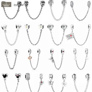 För charm smycken 925 charmpärlor tillbehör 26 typer säkerhet kedja charm set hänge diy fin pärla smycken