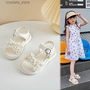 Prinzessin Pearal Dekoration Sommer Schuhe Kinder Bequeme Sandalen Sandstrand Schuhe Mode Kinder S Größe 21-36 L230518