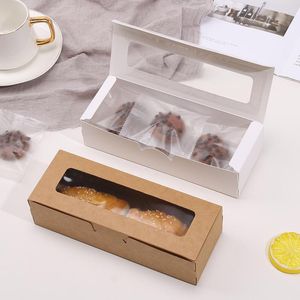 Gift Wrap 10/20pcs Rectangle Transparent Window Packaging Boxes Candy Dessert Baking Cake Box For Wedding Birthday Baptism Party