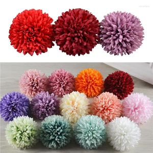 Decorative Flowers 3PCS 7cm Artificial Silk Oil Painting Ball Chrysanthemum Flower Heads For DIY Wedding Home Event Party Garland Headware
