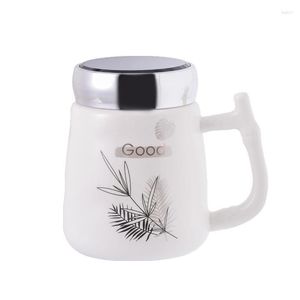 Mugs HF Creative Mirror Ceramic Cup Simple Mug with Lid Office Coffee Opening AD Gift Anpassad