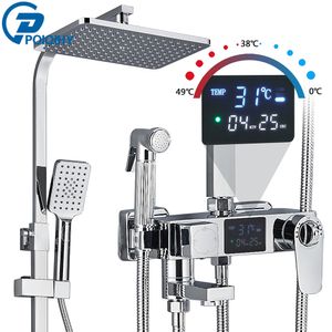 Bathroom Shower Heads Chrome Thermostatic Faucet Faucets and Rainfall Set Shelf Bath Systems Black 230620