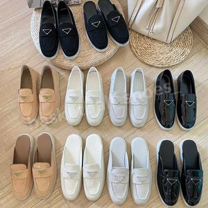 With Box Designer Mules Saffiano Dress Shoes Suede Loafers Buckle Round Toes Flat Men Women Sneakers Size 35-44