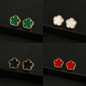Stud Luxury S925 Silver Gold-Plated Five-Leaf Clover Five-Leaf Flower Earrings Star Lucky Jewelry Ladies Mors Day Gift 230620