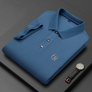 Herren Polos Sommer Atmungsaktive Jacke Luxus Herren Baumwolle Bestickt Business Kurzarm Hemd Einfarbig Revers Männer Casual