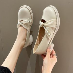 Sukienka buty Mary Janes Women Sandals 2023 Summer Bow String BEAD MUJER ZAPATOS Chunky High Heels Pumps Party Party Pumps