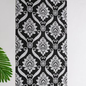 Tapeten Luxus Schwarz Silber Damast 3D geprägte Tapete Metallic PVC Wandpapierrolle Schlafzimmer Wohnzimmer Abdeckung Wandbild Floral