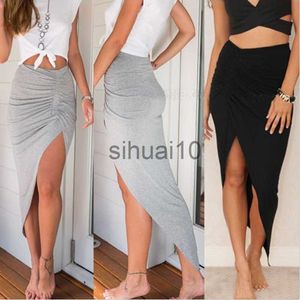 Faldas 2023 nuevas faldas irregulares sexys para mujer, falda larga dividida con encanto de verano, falda ceñida al cuerpo para fiesta, gris, negro, J230621